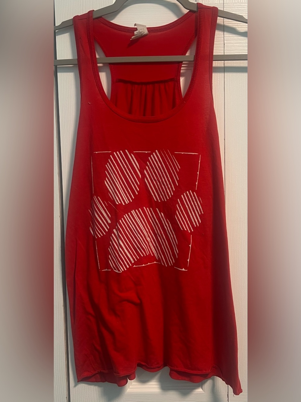 Women's Red Racerback Tank Top With White Paw Print Design